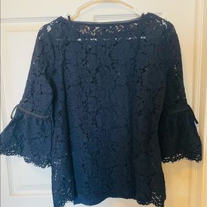 White House Black Market navy lace top. Size XS